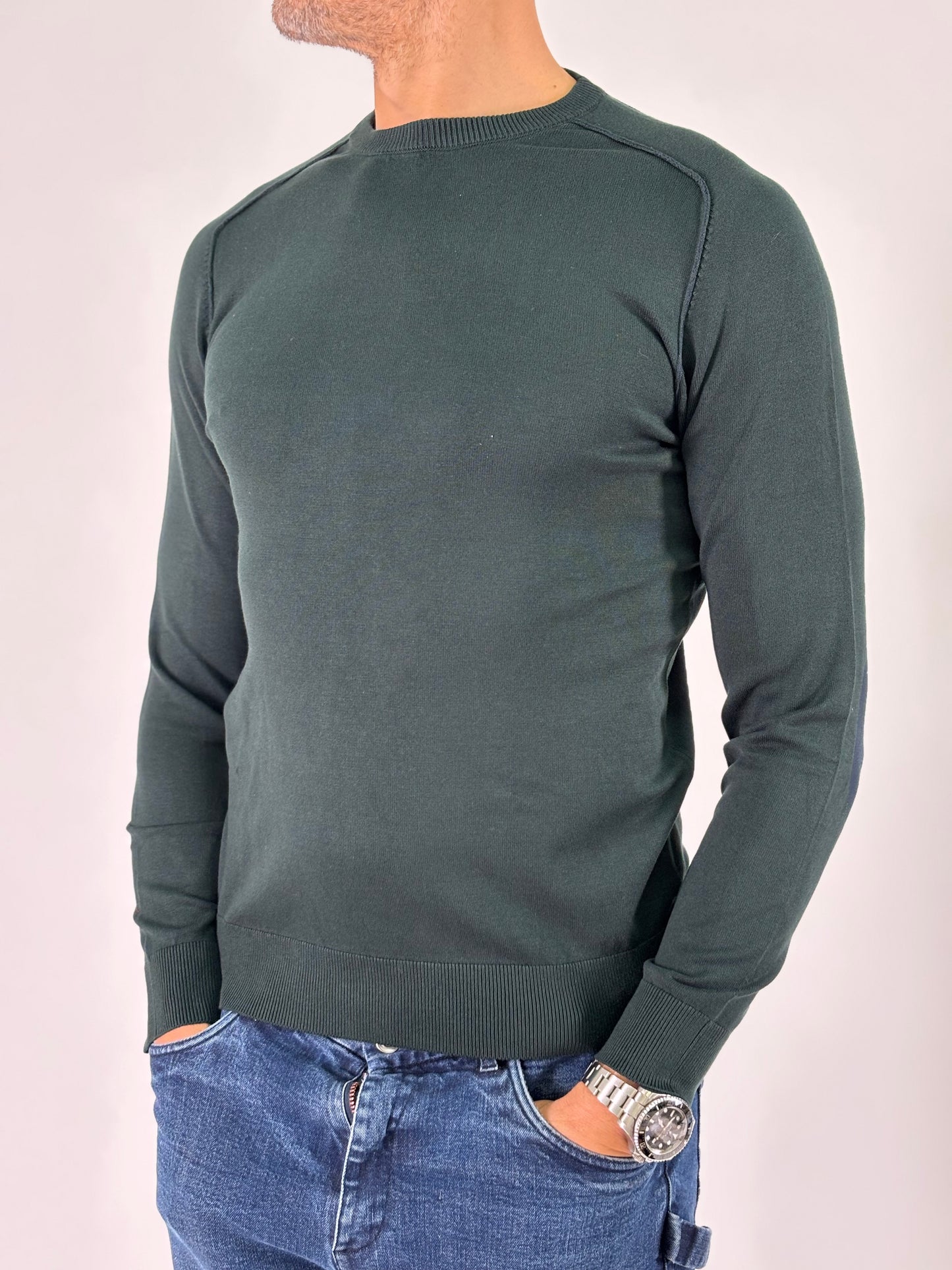 Loft88 maglia girocollo ml con toppa blu VERDE