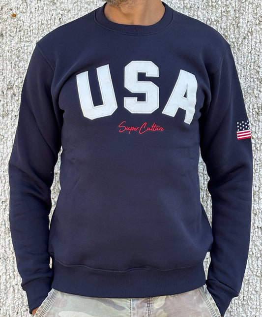 Superculture Felpa girocollo USA BLU