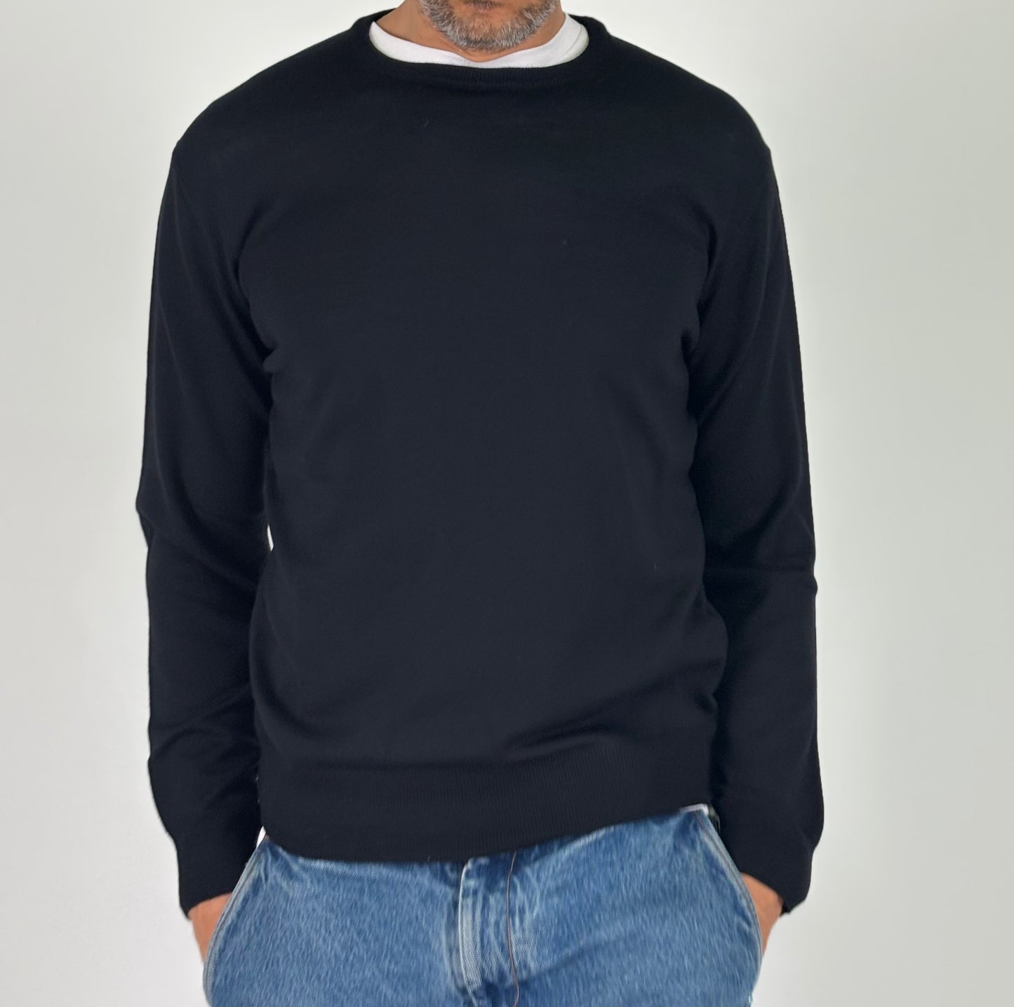 Sporting Mare Maglia ml girocollo in lana NERO