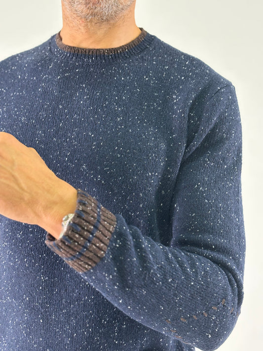 Markup Maglia girocollo puntinata bianca BLU