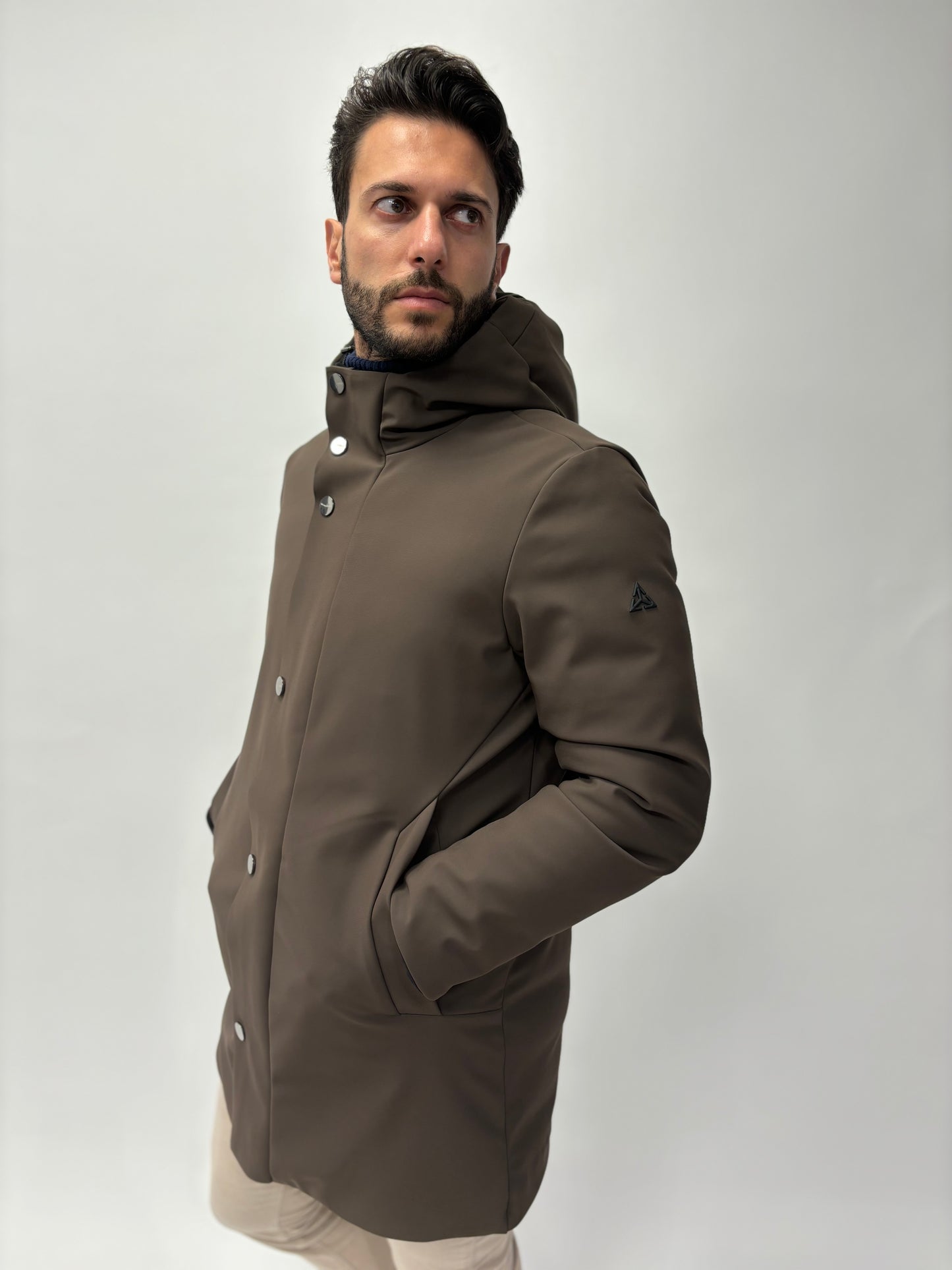 Heskimo Giubbino lungo imbottitura soft shell bottoni a vista MARRONE