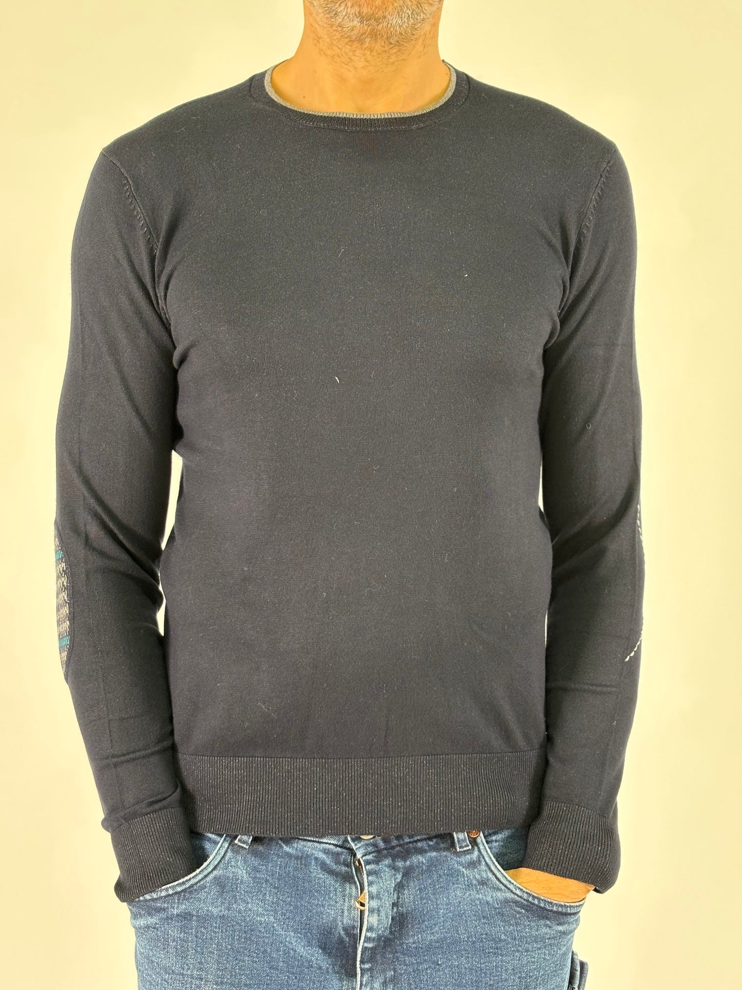 Markup Maglia girocollo ml con toppa gomito BLU