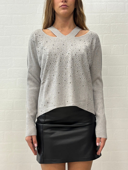 Griffai Maglia scollo V con aperture e punti luce PERLA