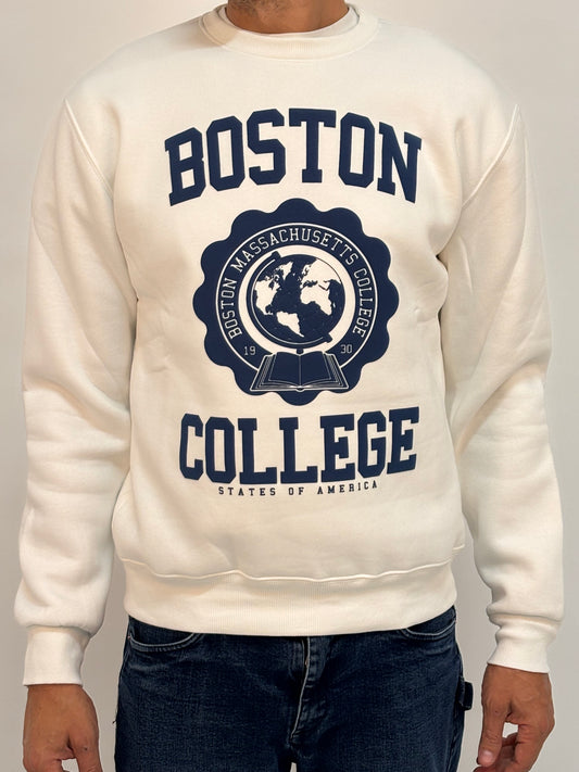 Berna Felpa girocollo stampa boston college BIANCO