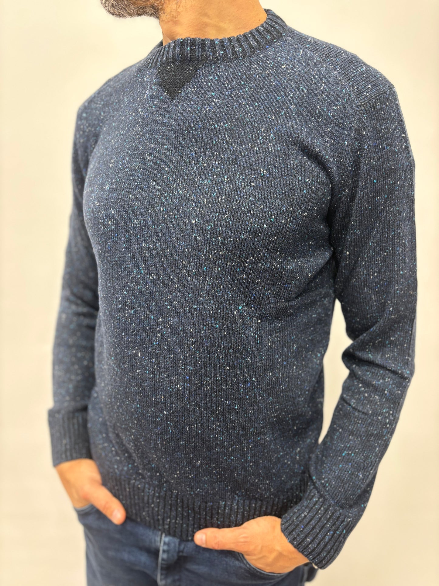 Loft88 maglia girocollo tweed mistolana BLU