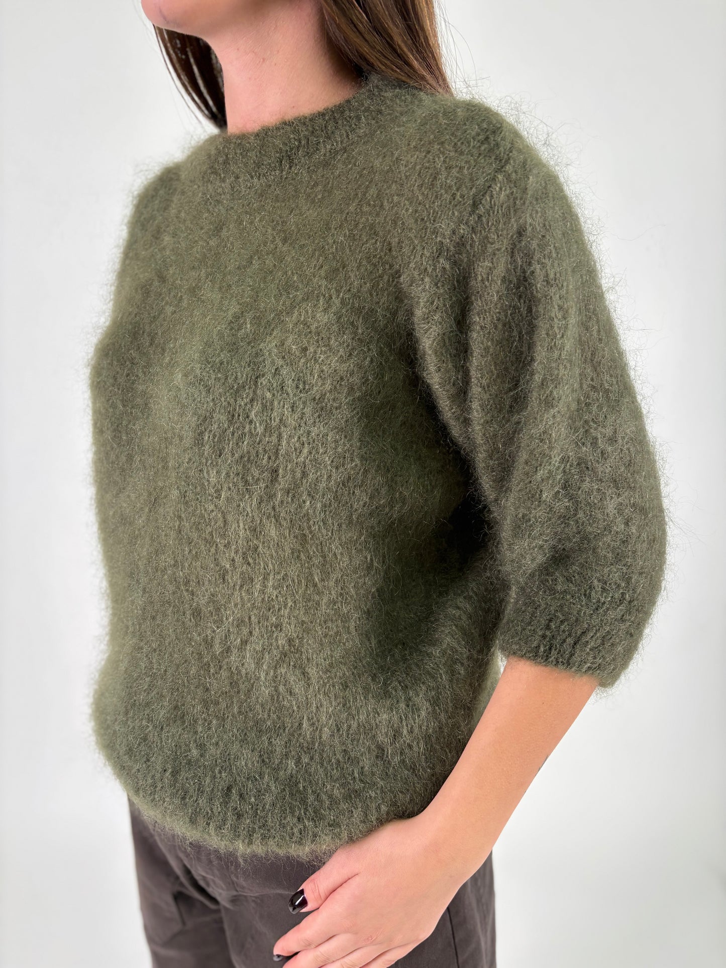 DIXIE maglia mohair m/corta MILITARE