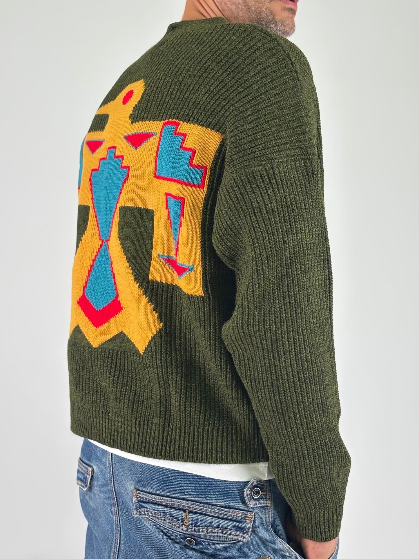 Berna Cardigan over ricamo nella schiena MILITARE