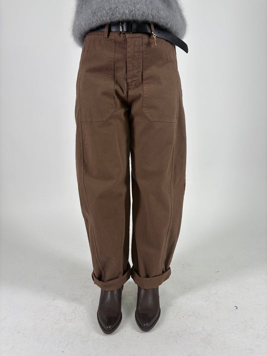 Susy Mix Pantalone ovetto con cinta TABACCO