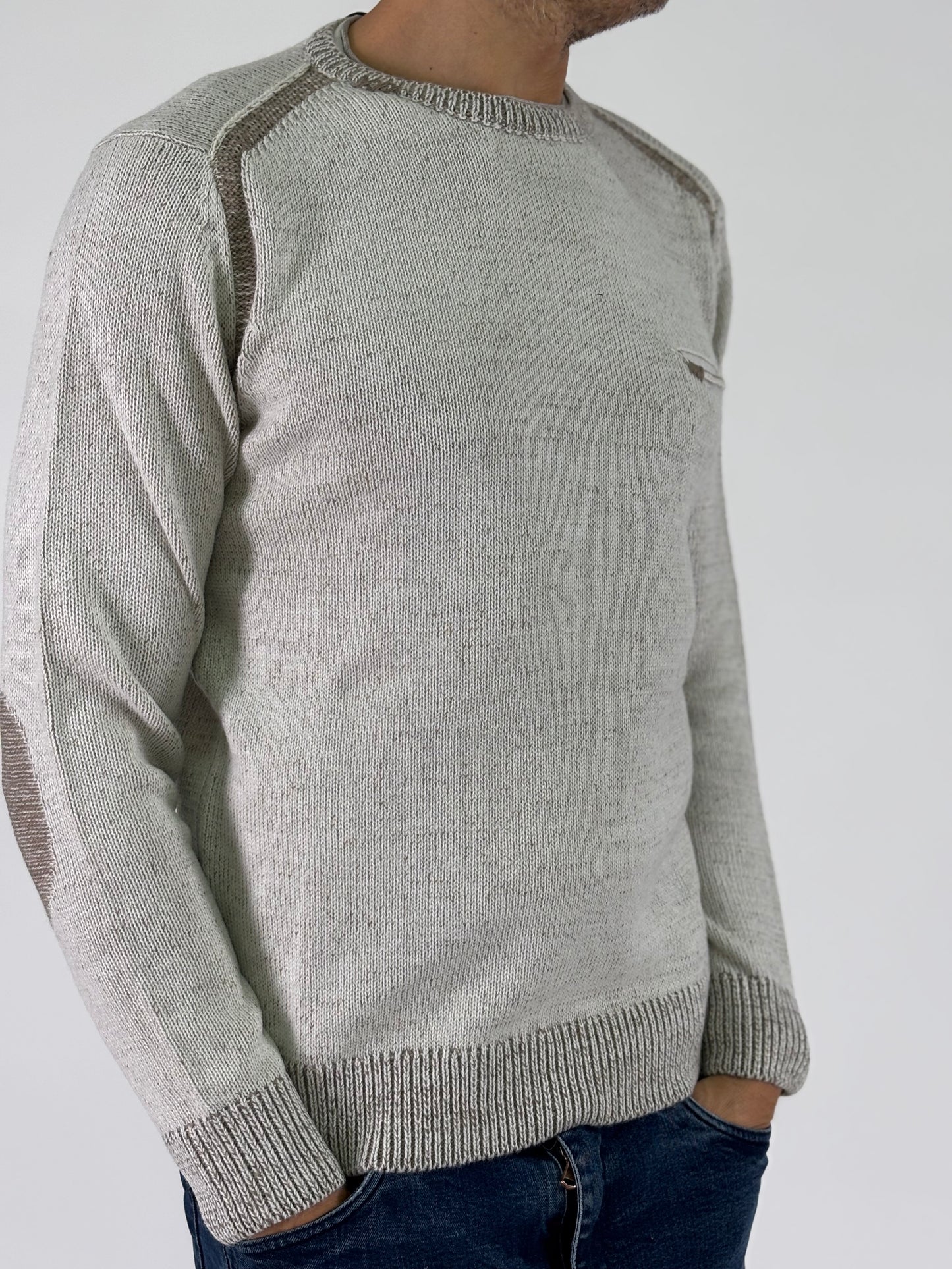 Loft 88 Maglia ml girocollo con taschino melange BEIGE