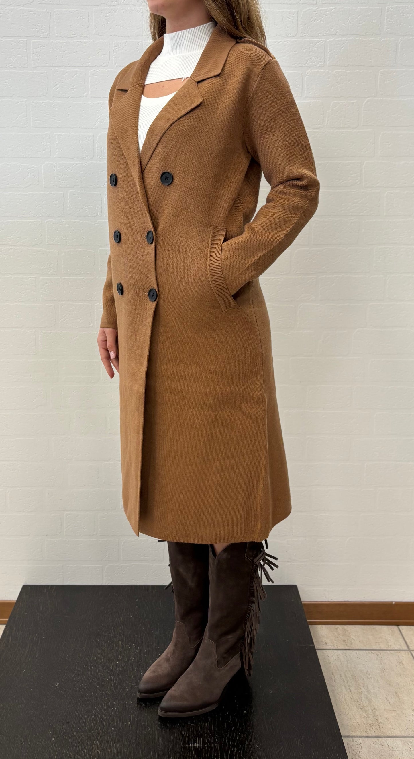 Molly Bracken Cappotto lungo doppiopetto Viscosa CAMMELLO