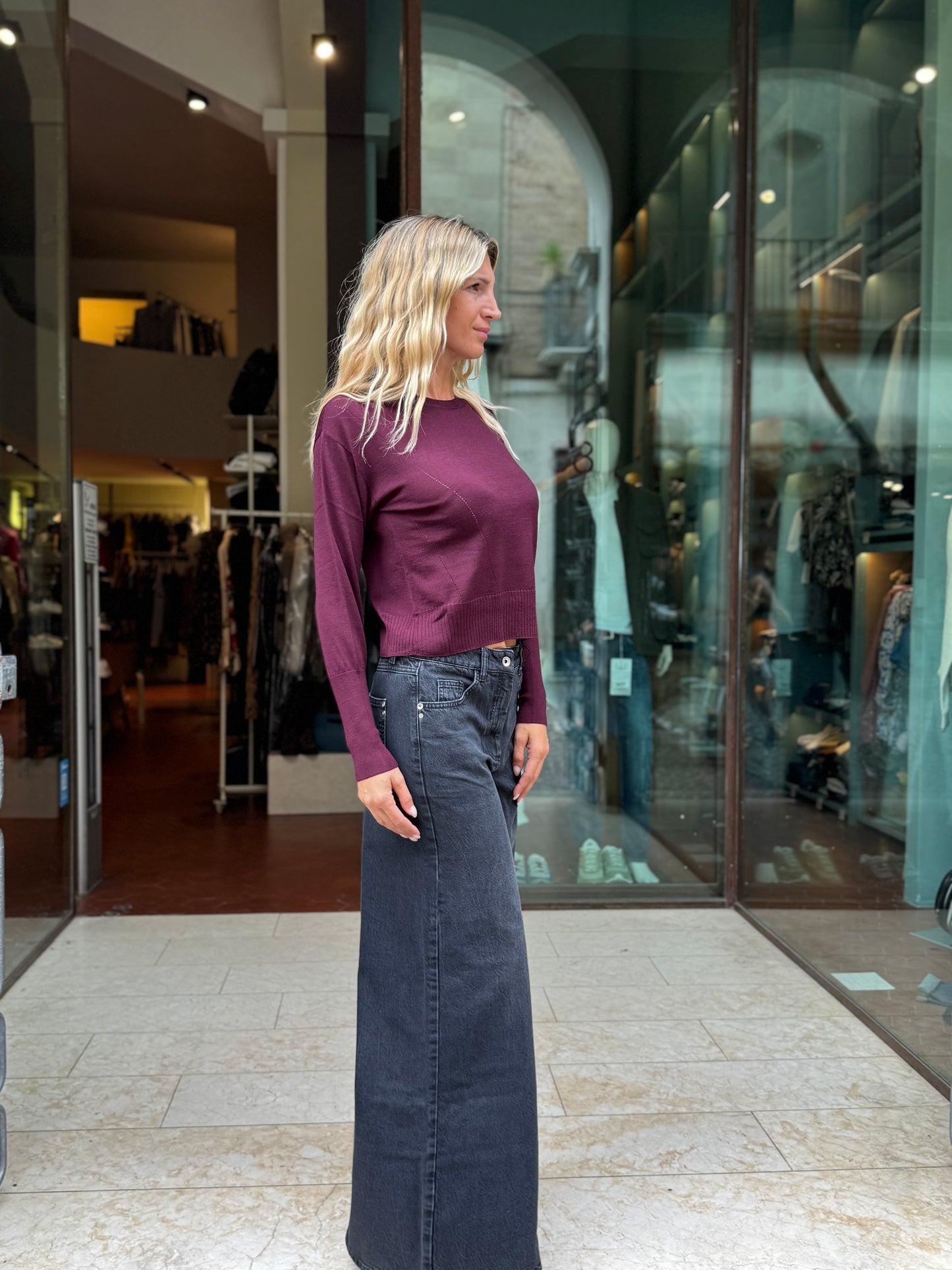 Patrizia Pepe Maglia ml in lana BORDEAUX