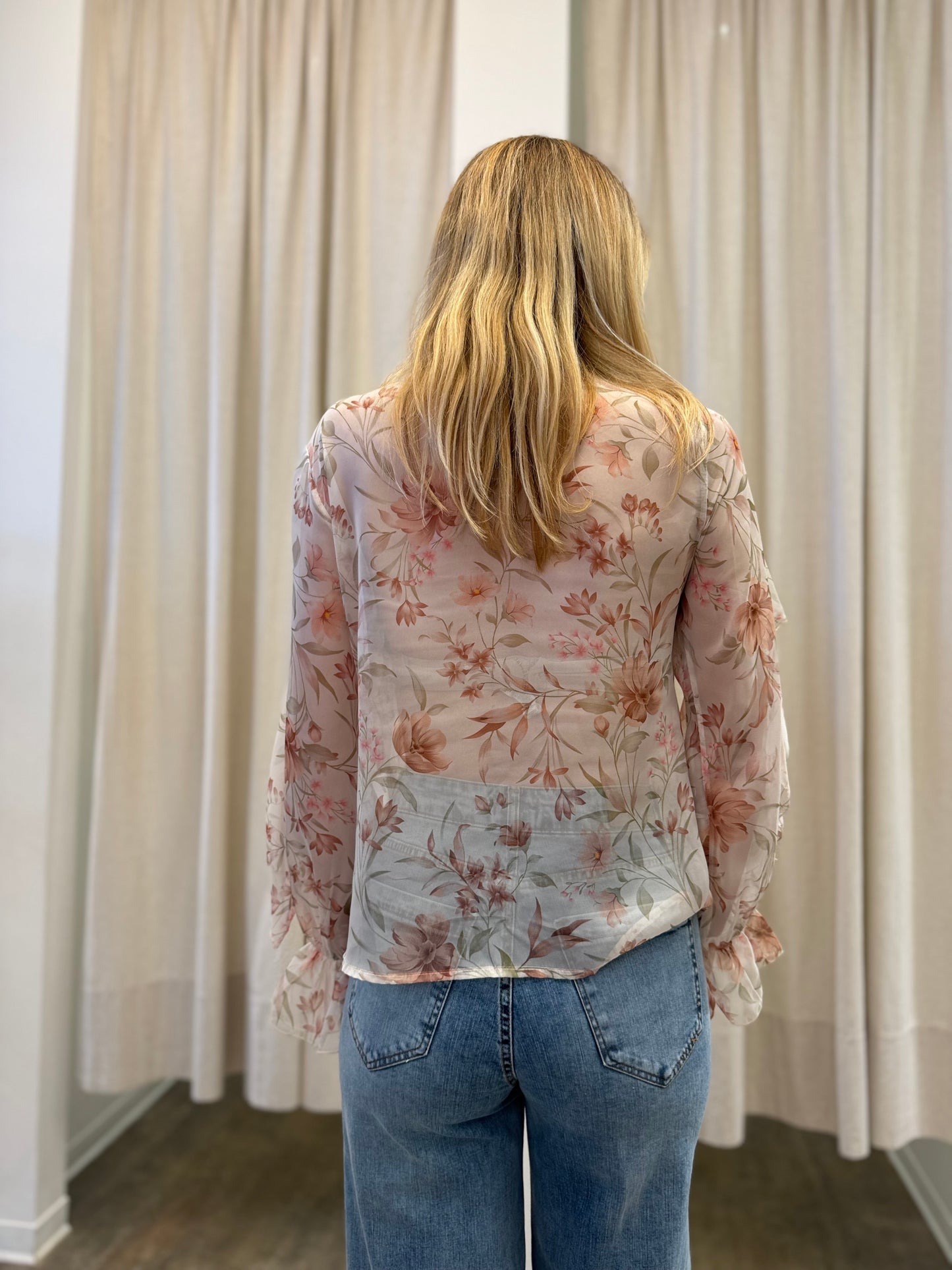 Susy Mix Camicia con rouches fant.floreale LATTE