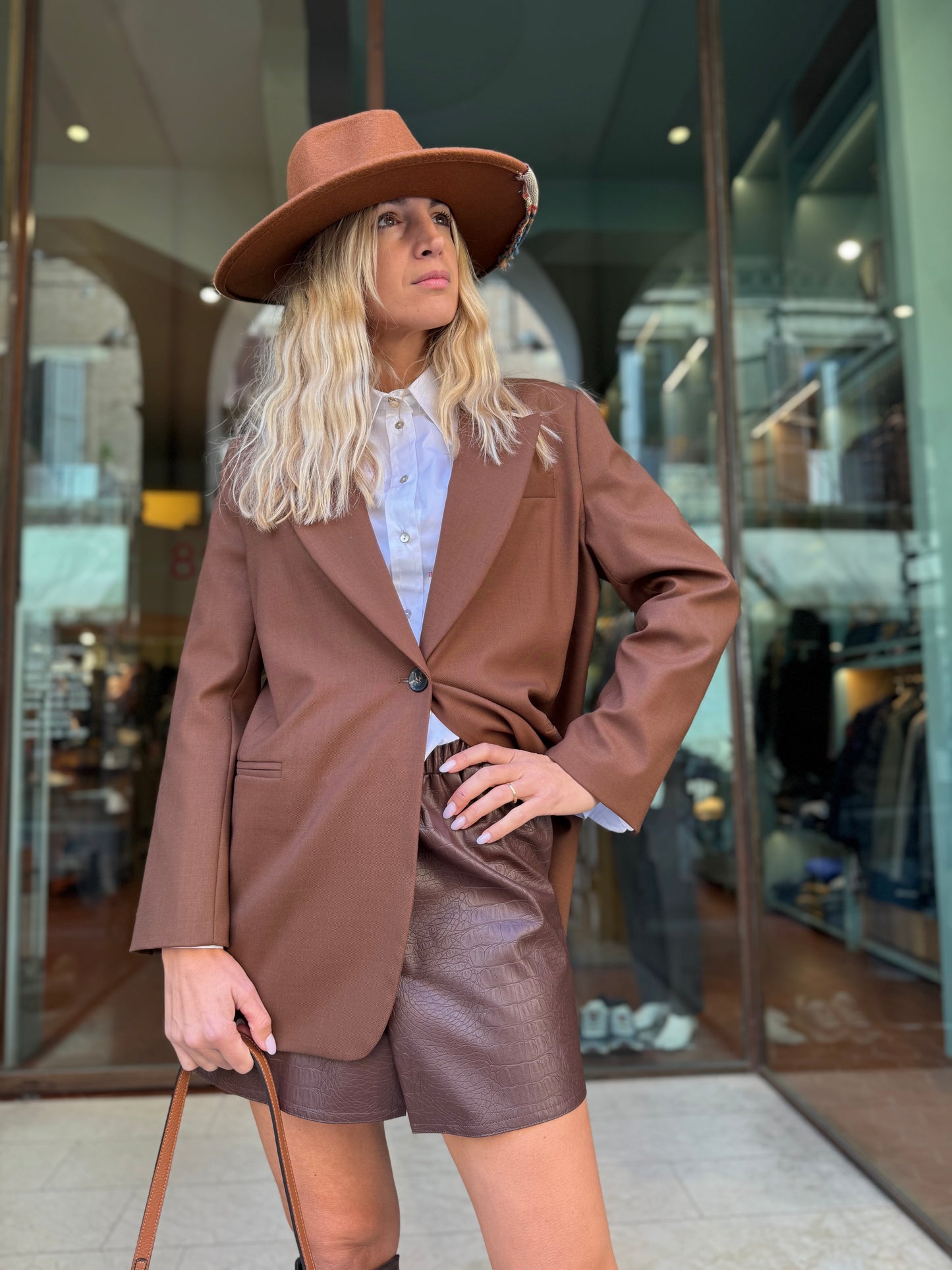 Mercì Giacca un bottone trama diagonale CAMMELLO