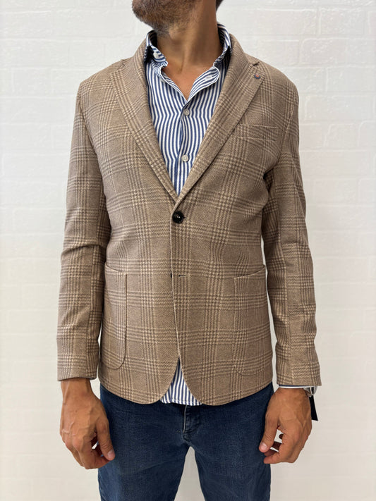 Bharnaba giacca jersey scacchi BEIGE