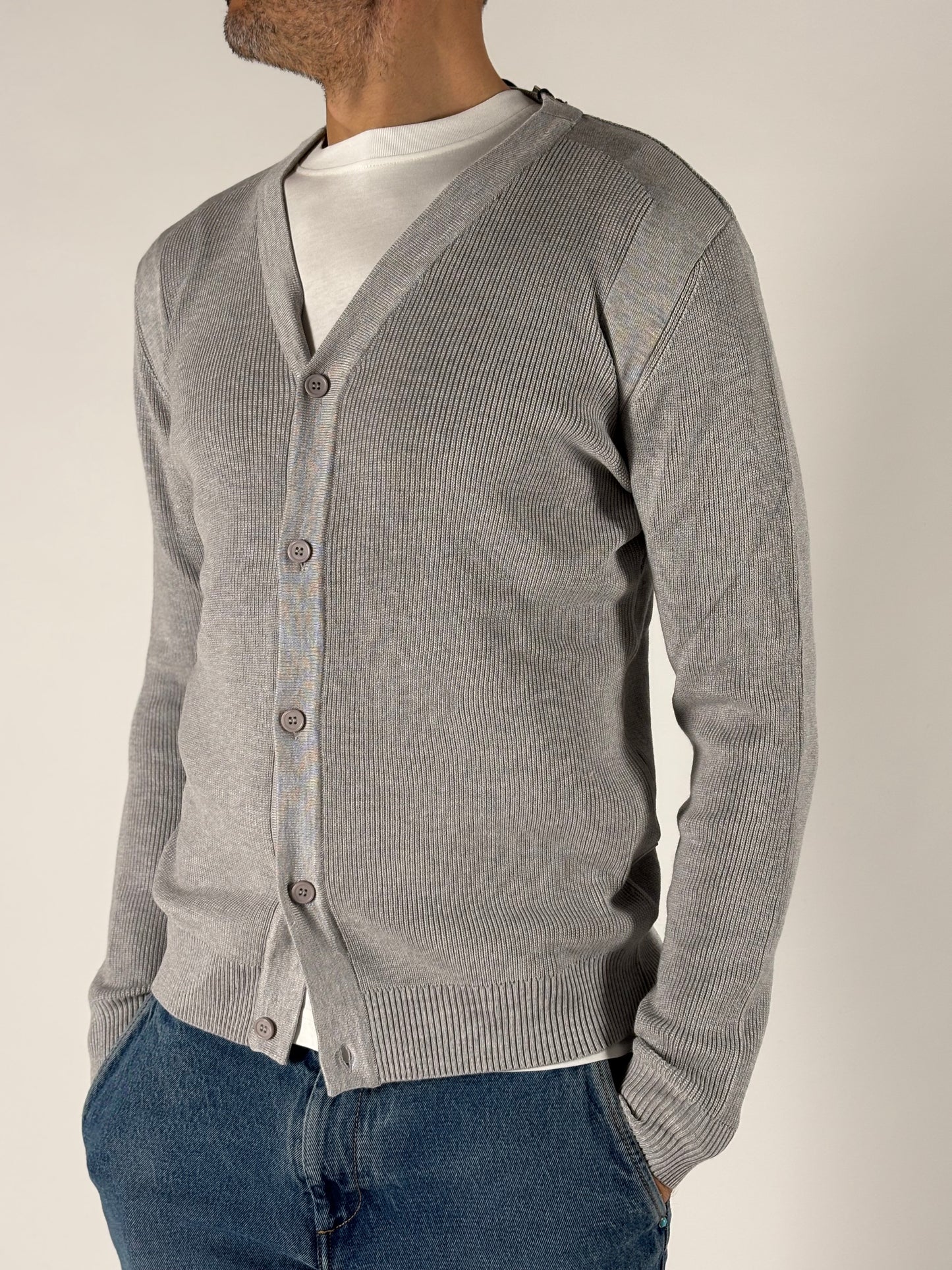 Seinse Cardigan ml V  in viscosa GRIGIO