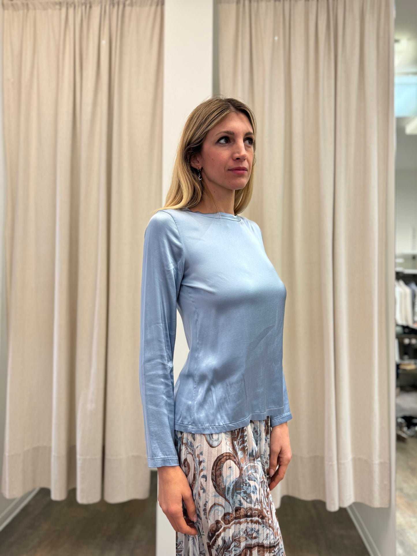 Maryley Blusa m/lunga over AZZURRO