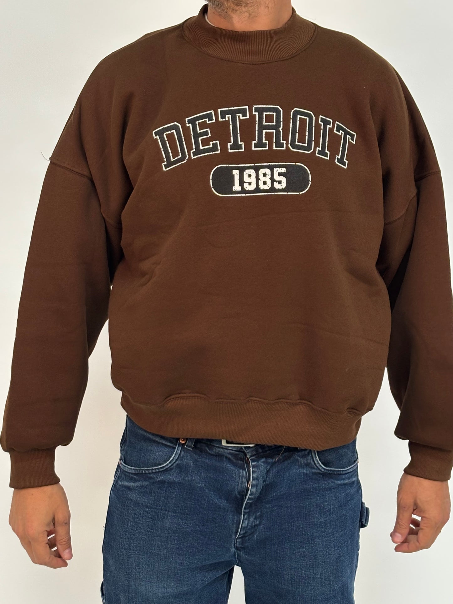 Berna Felpa stampa Detroit 1985 MARRONE