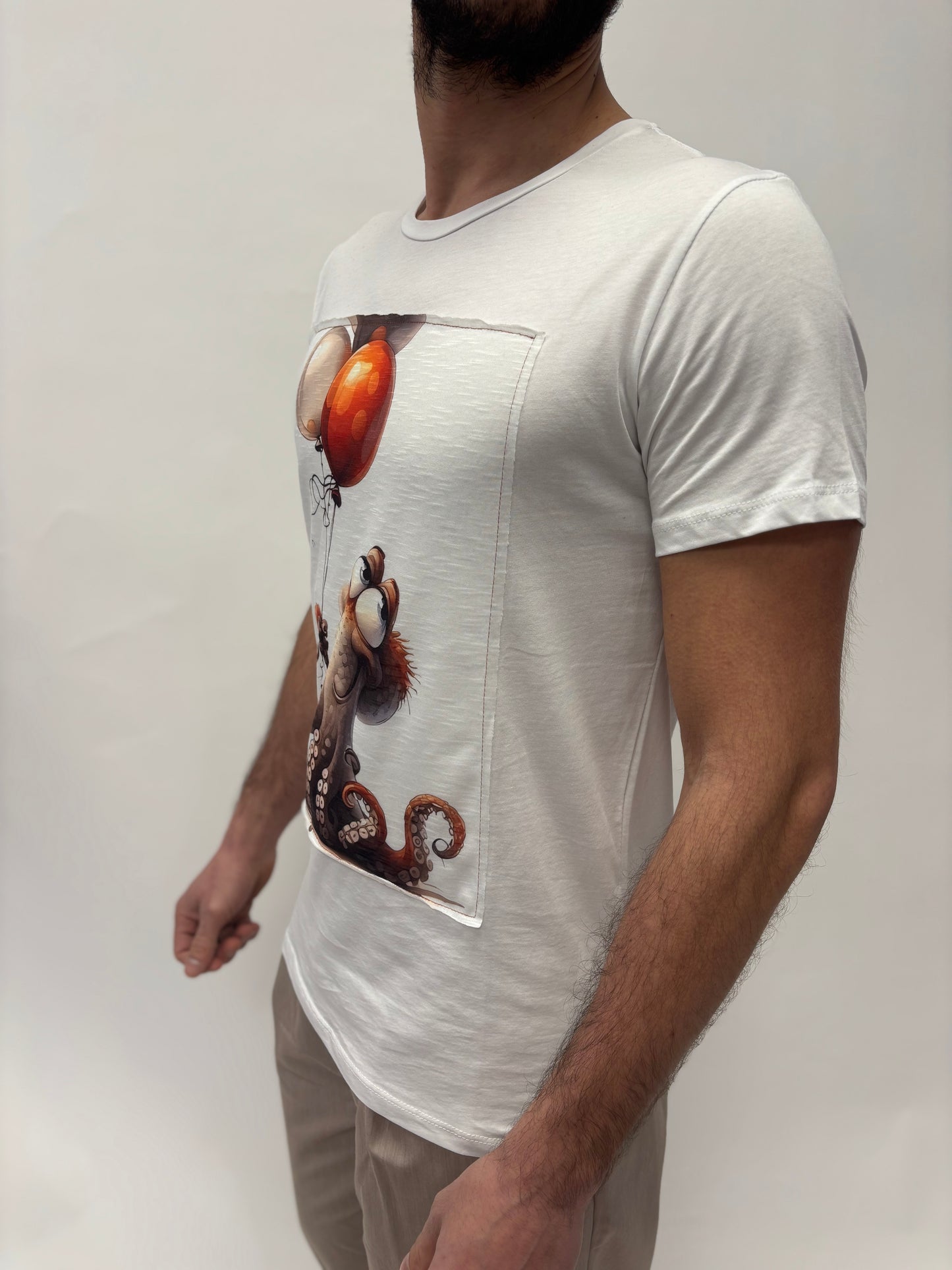 Trepuntonove T-shirt polipo con palloncini BIANCO