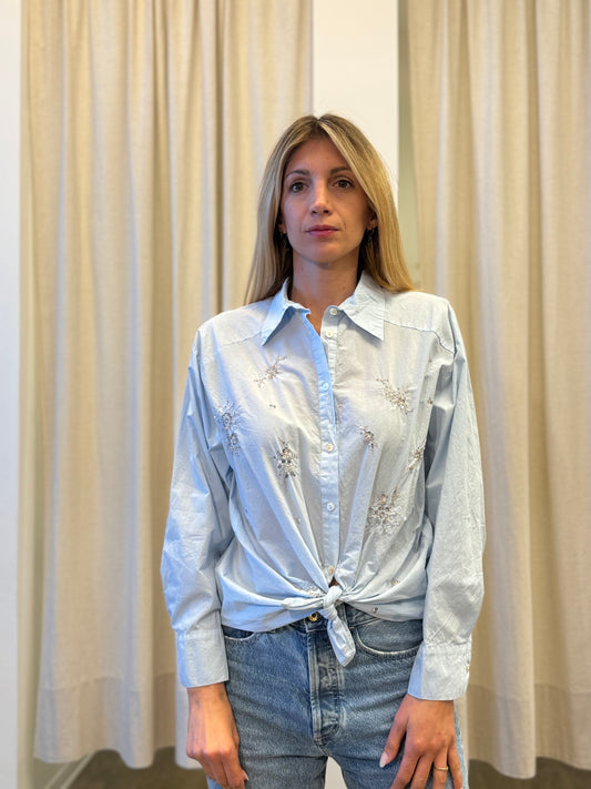 Susy Mix Camicia ricamata con paillettes CELESTE
