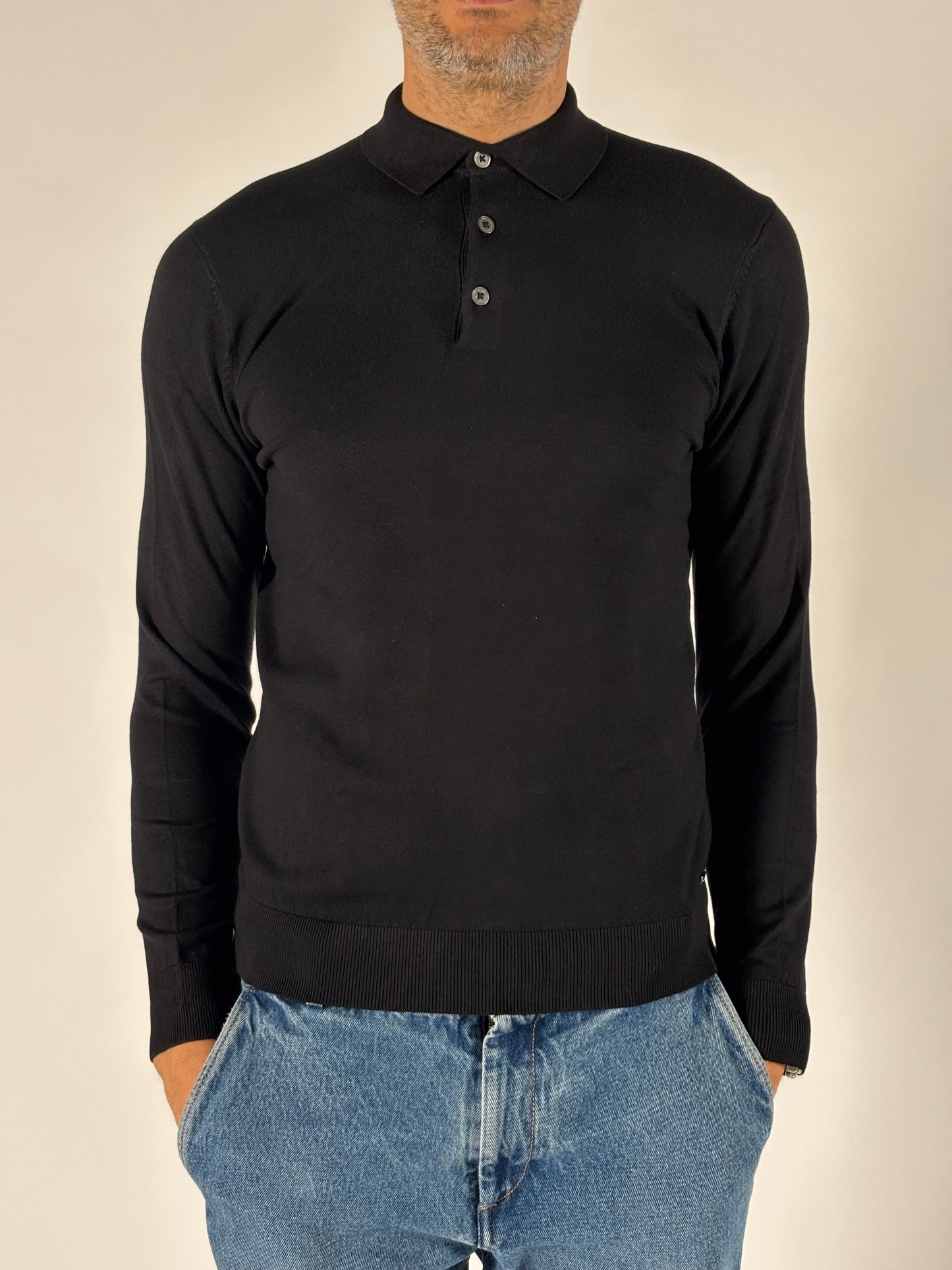 Markup Polo ml in viscosa NERO