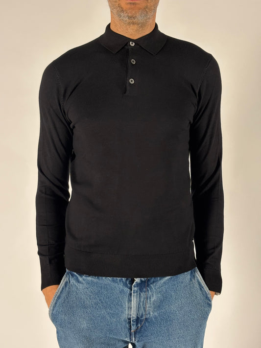 Markup Polo ml in viscosa NERO