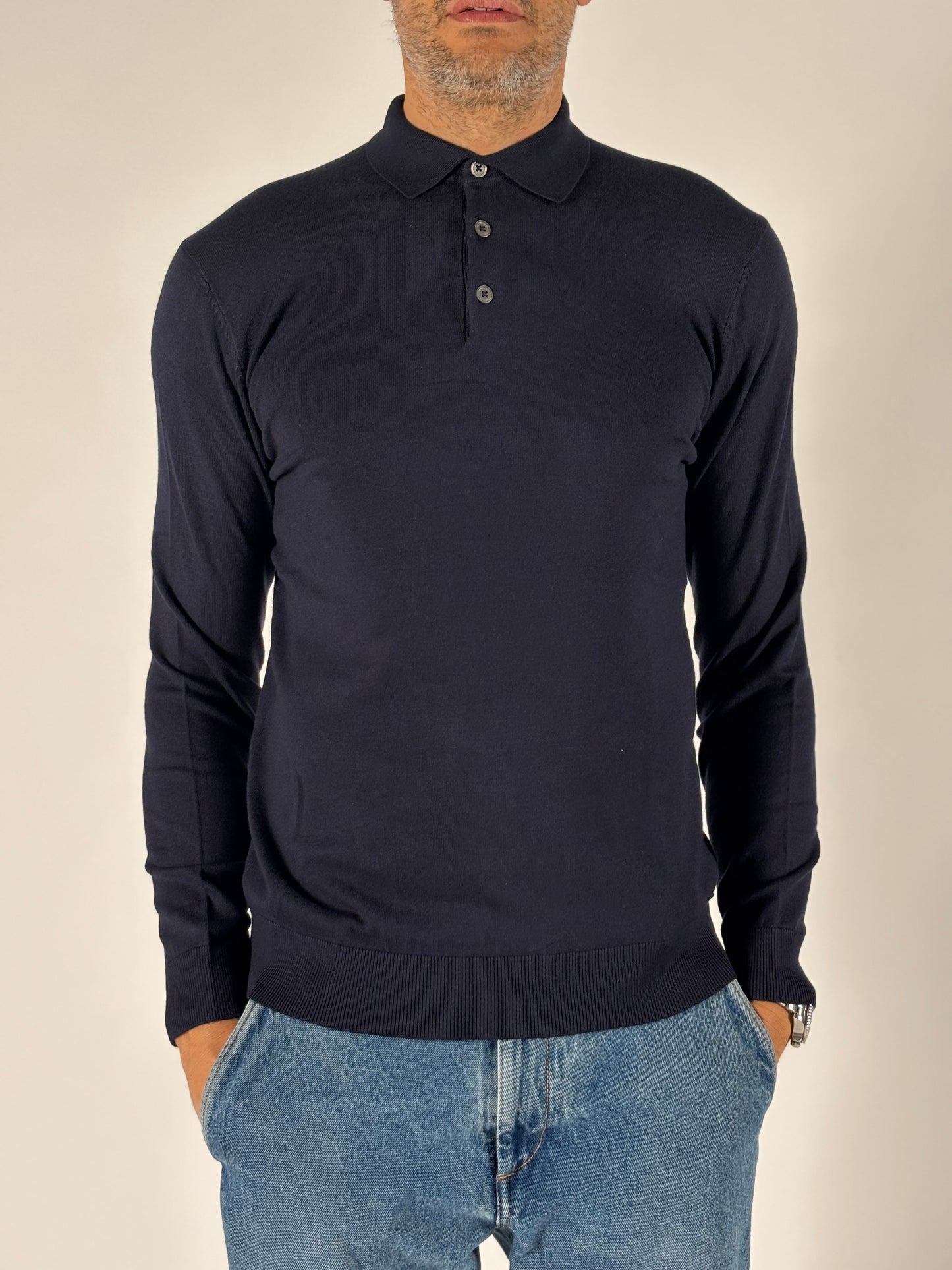 Markup Polo ml in viscosa BLU