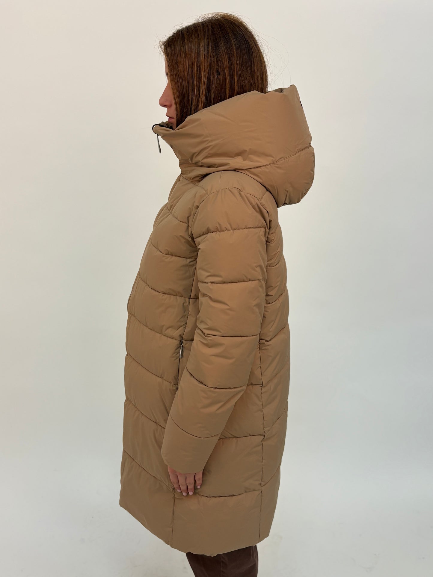 FREEDOMDAY giaccone  3/4 ecodown con cappuccio BEIGE