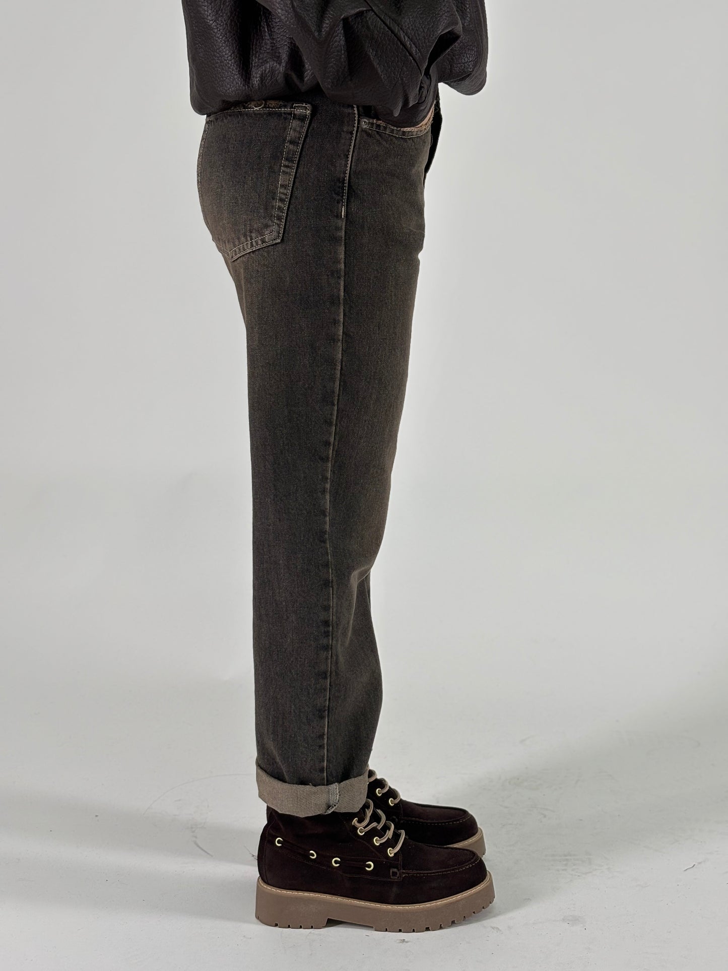 Eco Jeans orlo e tasche effetto used NERO