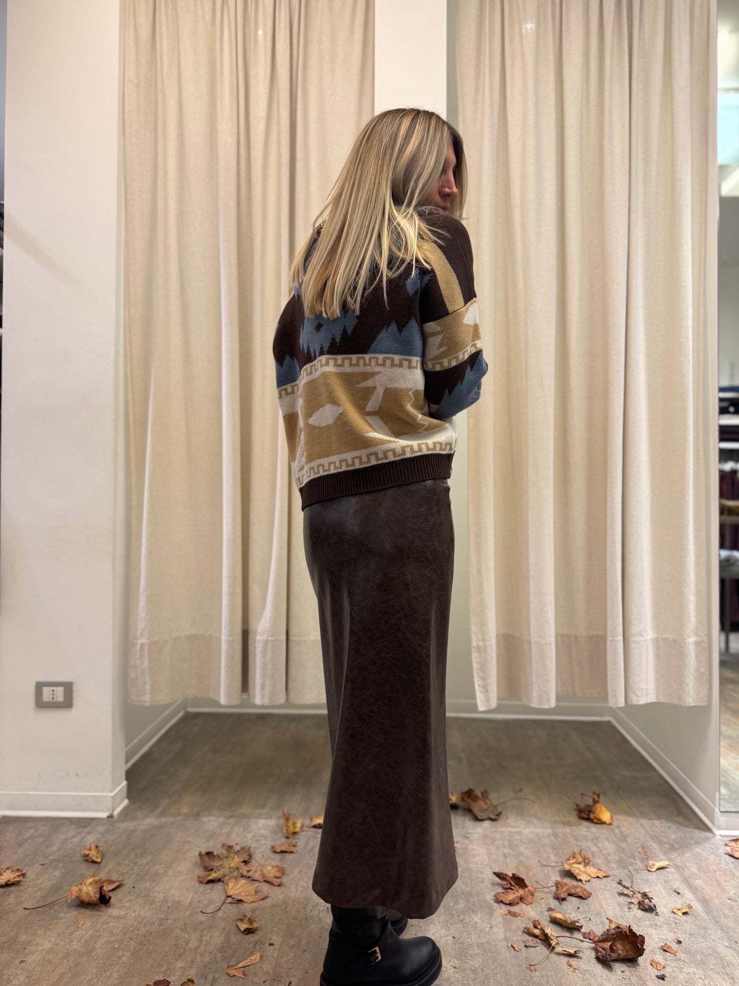 Tensione In Gonna ecopelle midi MARRONE