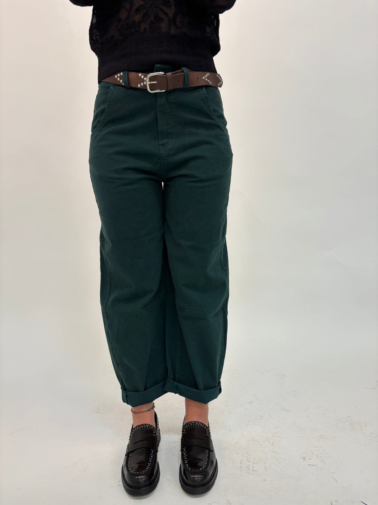 Tensione in Pantalone ovetto con cintura VERDE