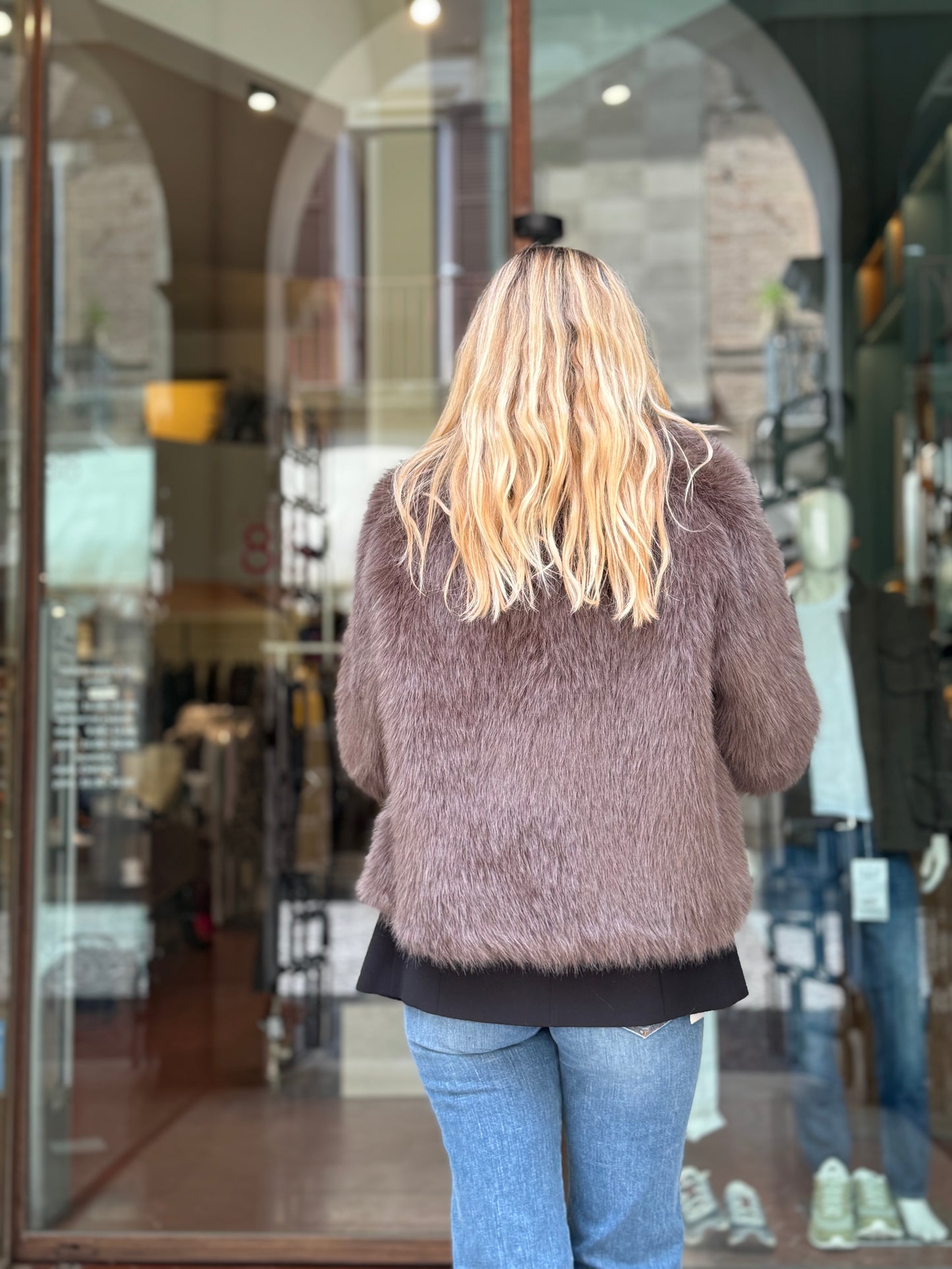 Betta Corradi Ecomontone reversibile in ecopelliccia MARRONE