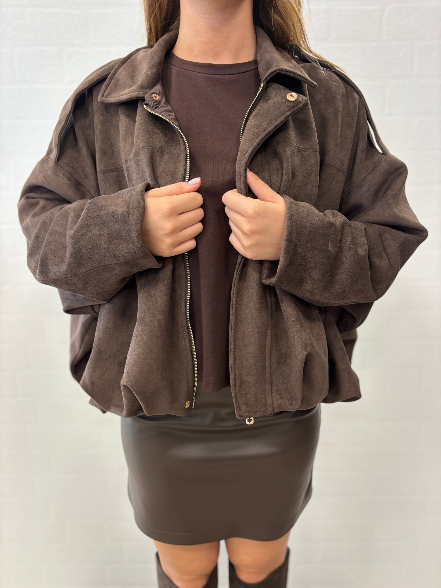Susy Mix Giubbino ecodainetto con colletto MARRONE