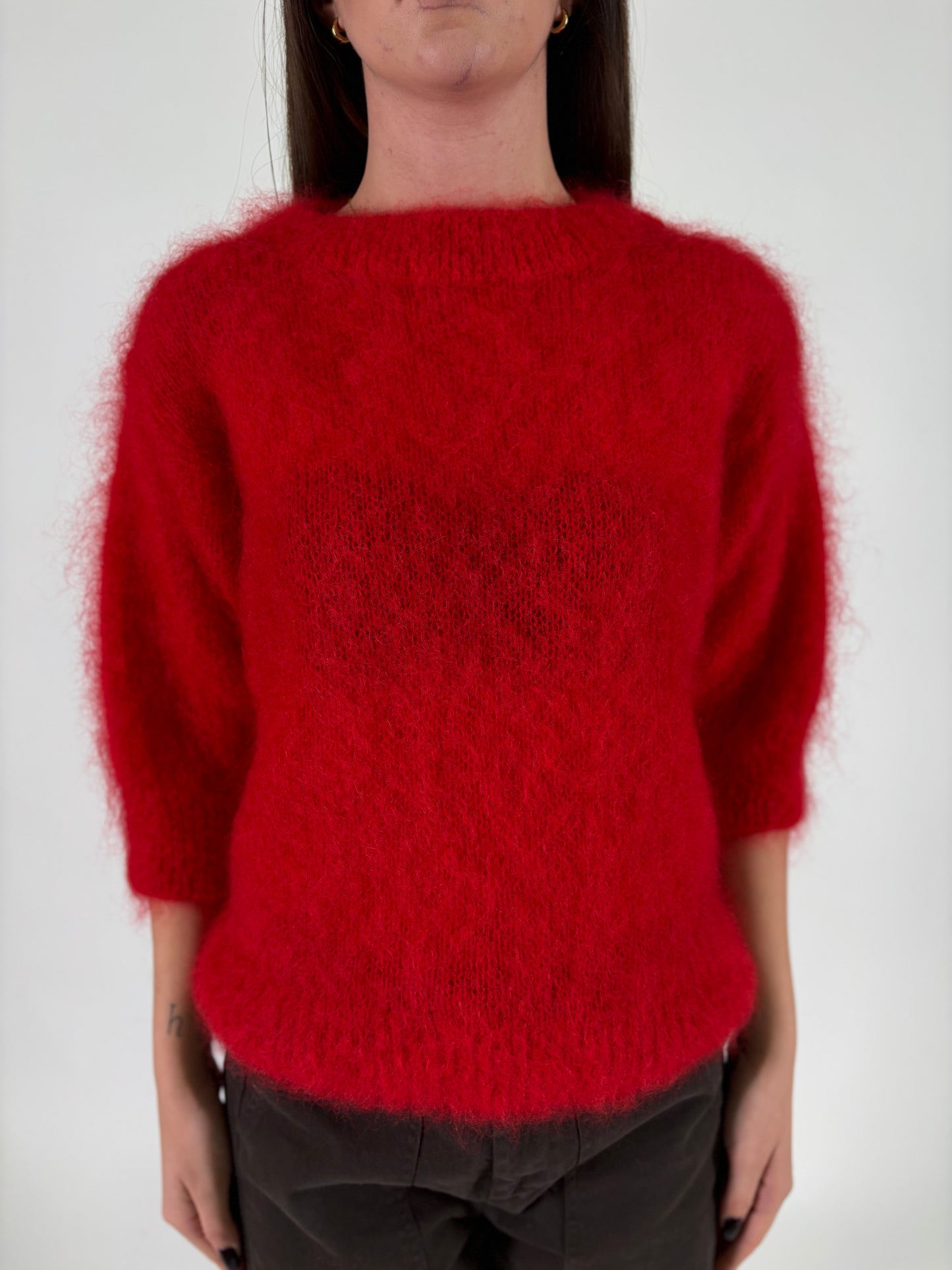 DIXIE maglia mohair m/corta ROSSO
