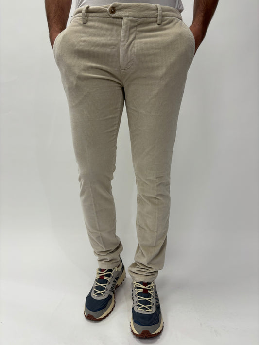 Teleria Zed Pantalone in velluto mille righe verticali BEIGE