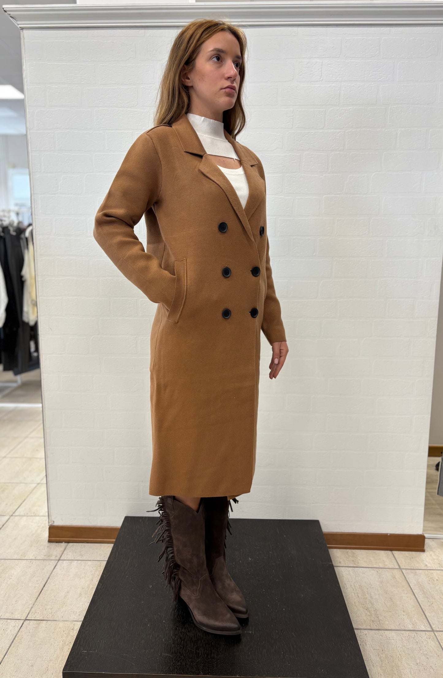 Molly Bracken Cappotto lungo doppiopetto Viscosa CAMMELLO