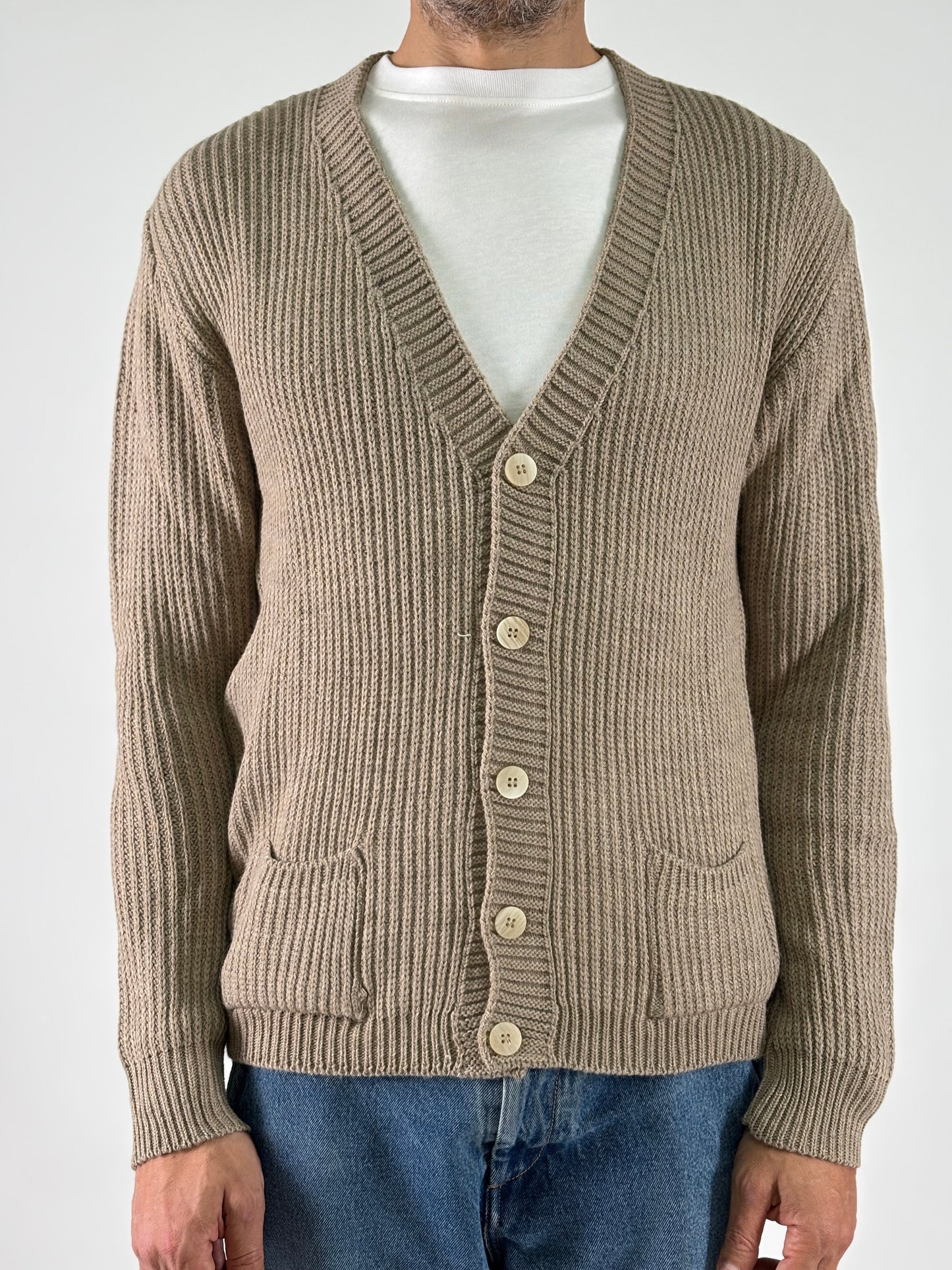 BL11 Cardigan collo V con tasche BEIGE