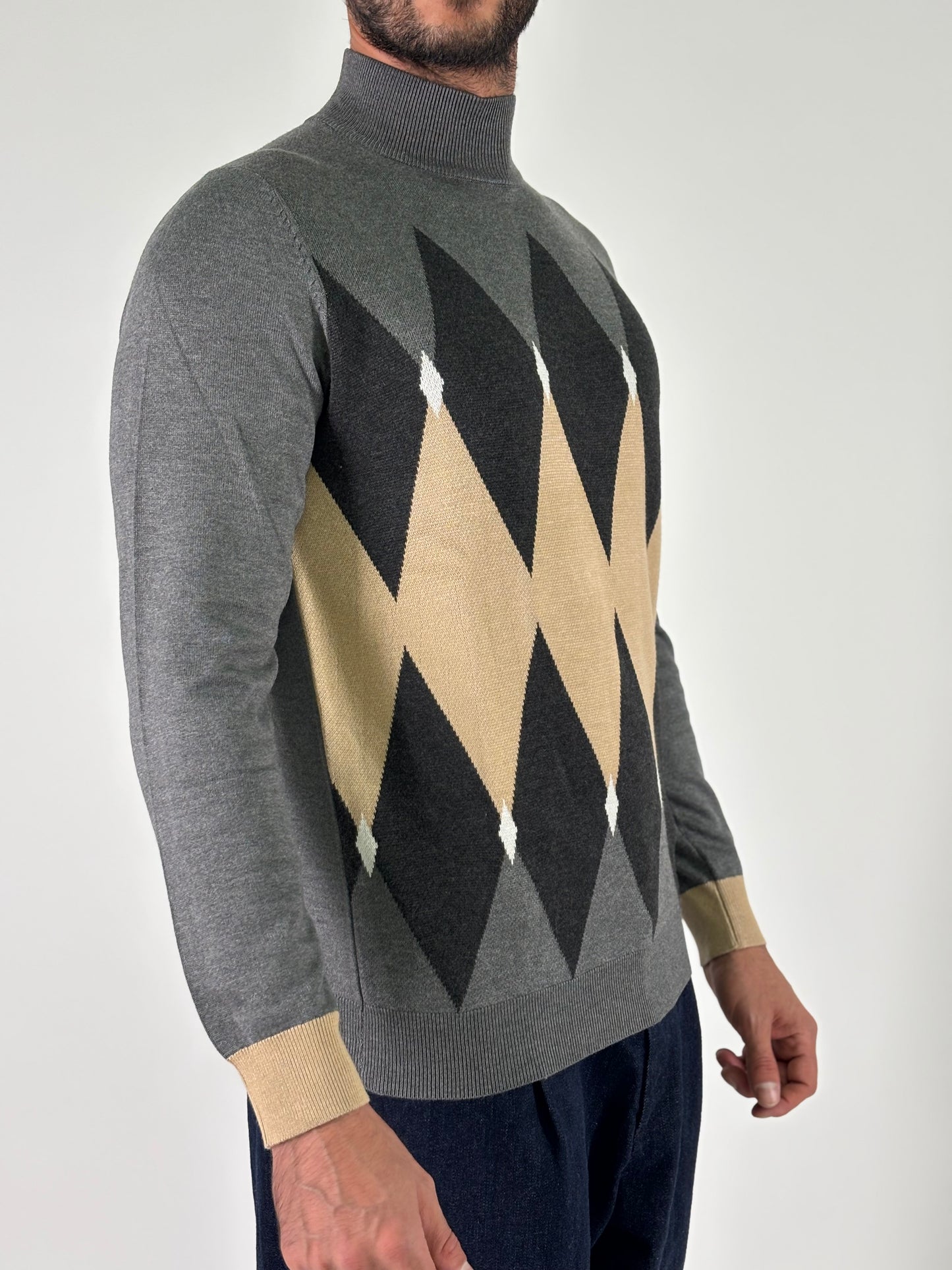 Markup Maglia jacquard rombi GRIGIO/BEIGE/ANTRACITE