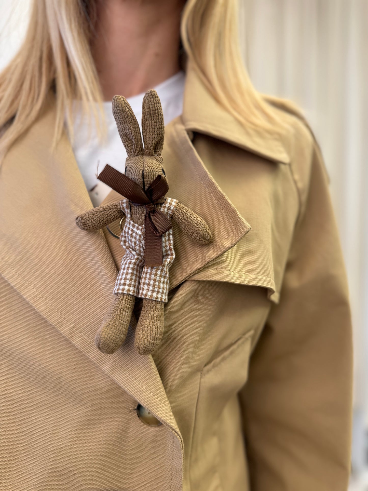 Dixie Trench doppiopetto cropped in cotone con spilla BEIGE