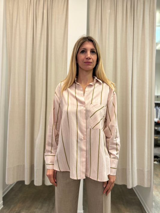 Haveone camicia ROSA RIGATO BRONZO