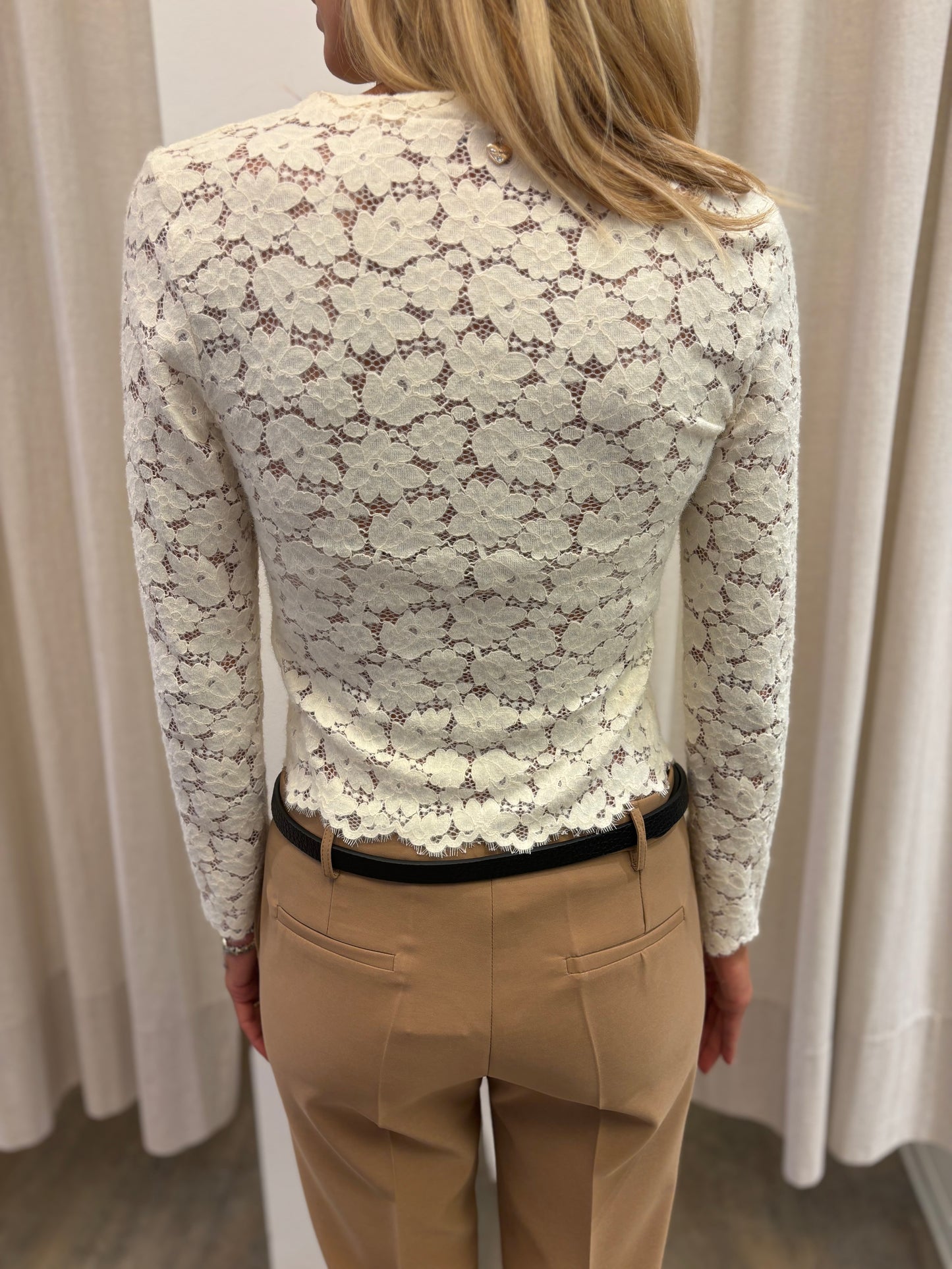 Artigli Blusa girocollo pizzo BEIGE