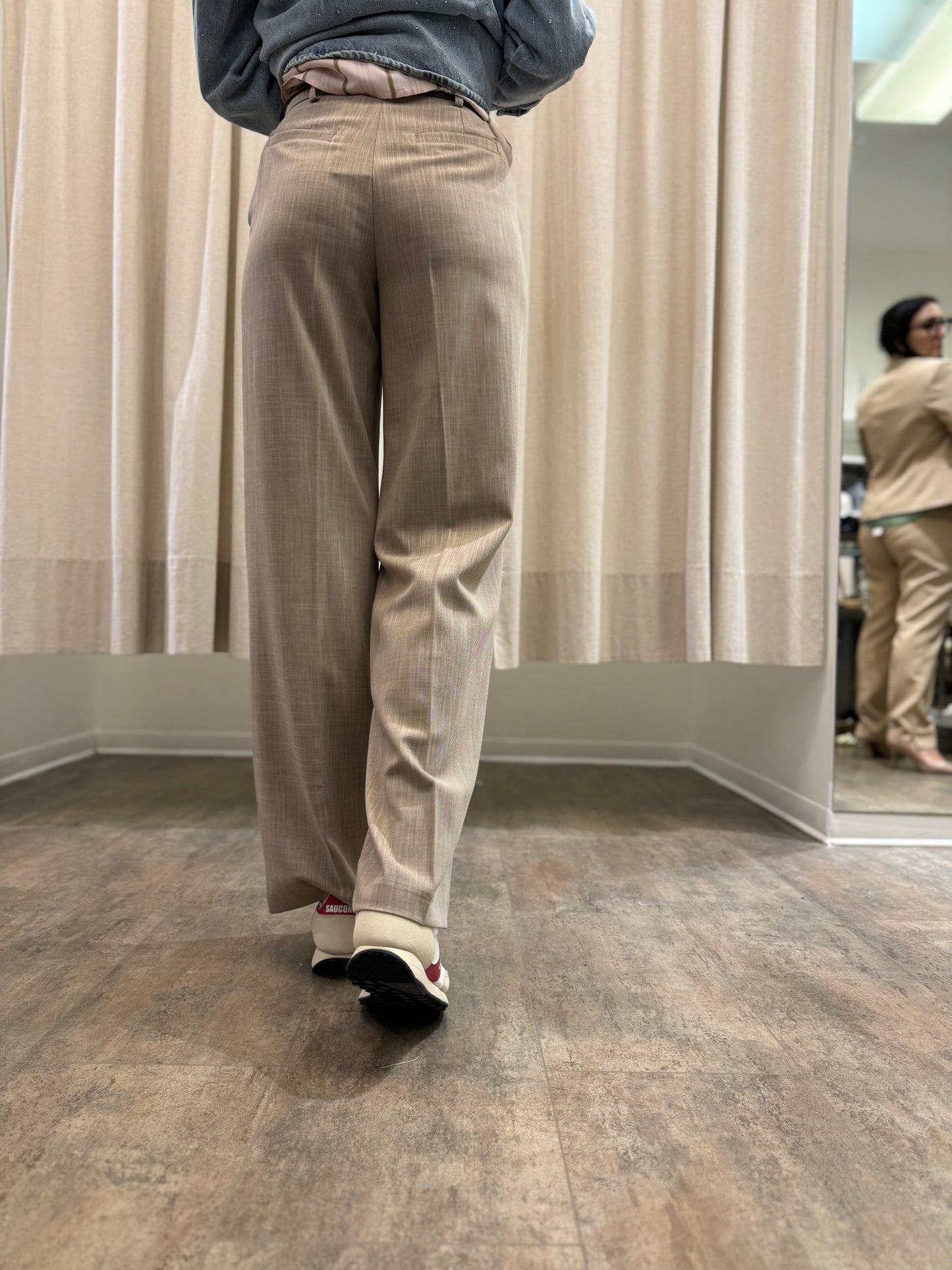 Eco Pantalone a palazzo con cintura SABBIA