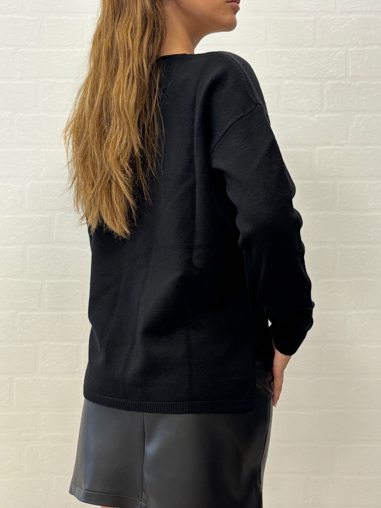 Griffai Maglia collo V spacchetti laterali NERO