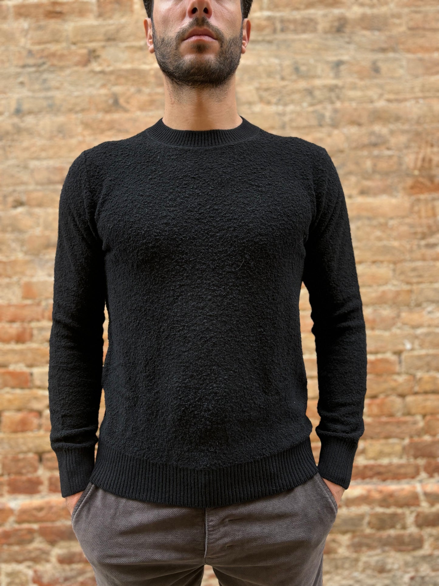 Retrois Maglia girocollo effetto bouclé NERO