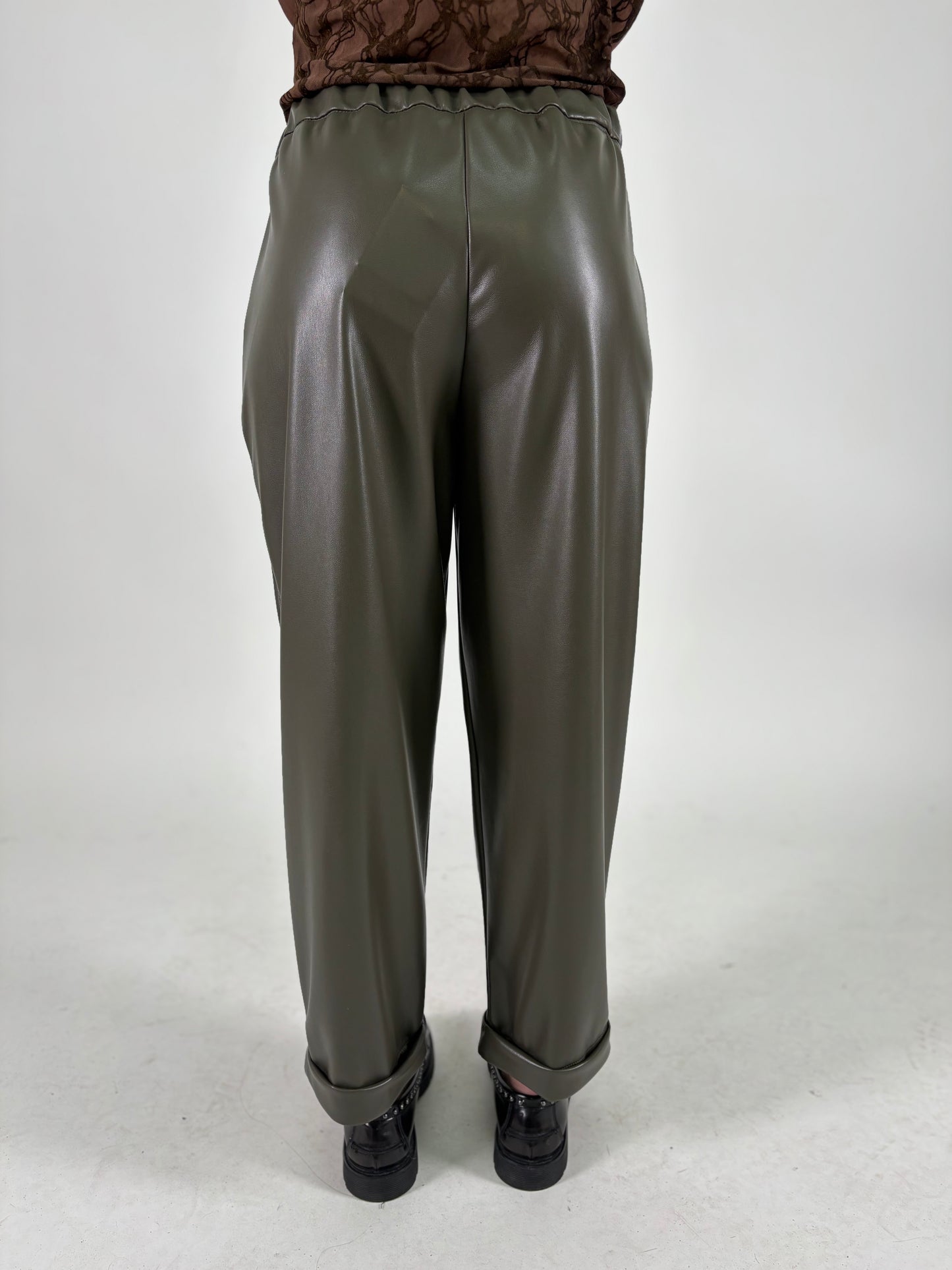 DIXIE pantalone ecopelle MILITARE