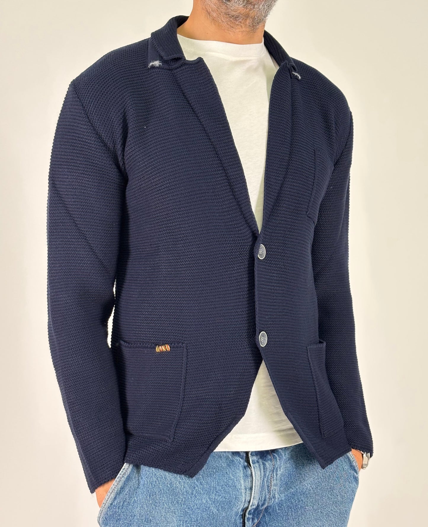 BL11 Giaccamaglia con tasche BLU