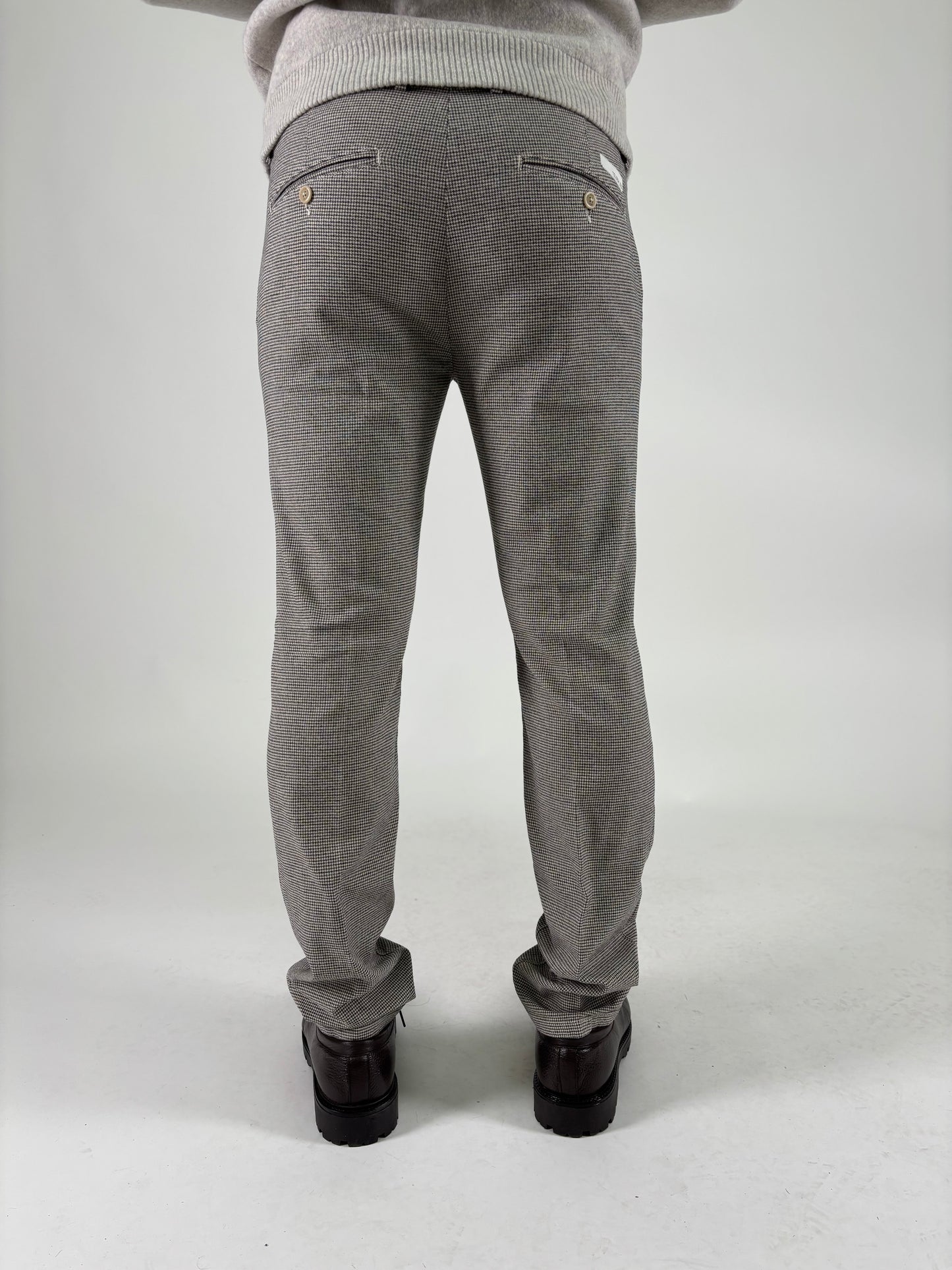 Teleria Zed Pantalone slim pied de poule PANNA/MARRONE/BLU