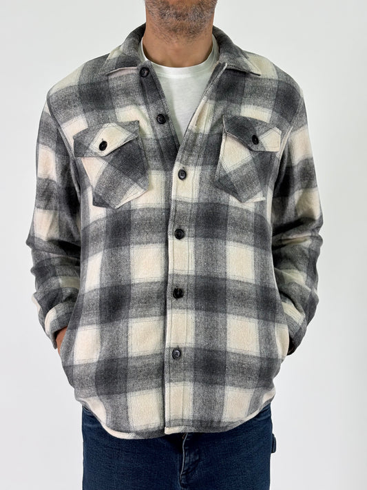 Philotinto overshirt a scacchi con pelliccia intera GRIGIO/PANNA