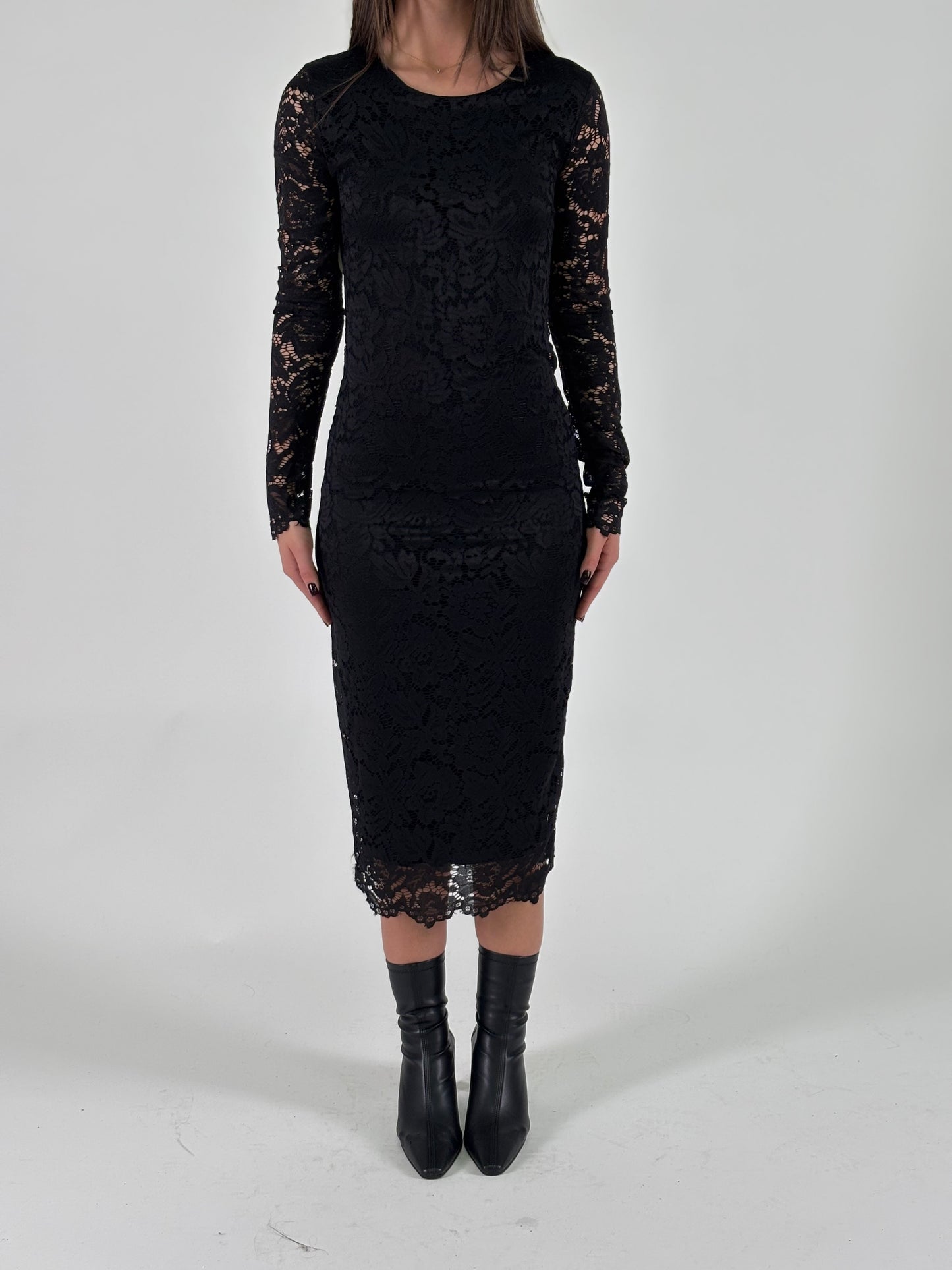 Susy Mix Abito lungo ml in pizzo NERO