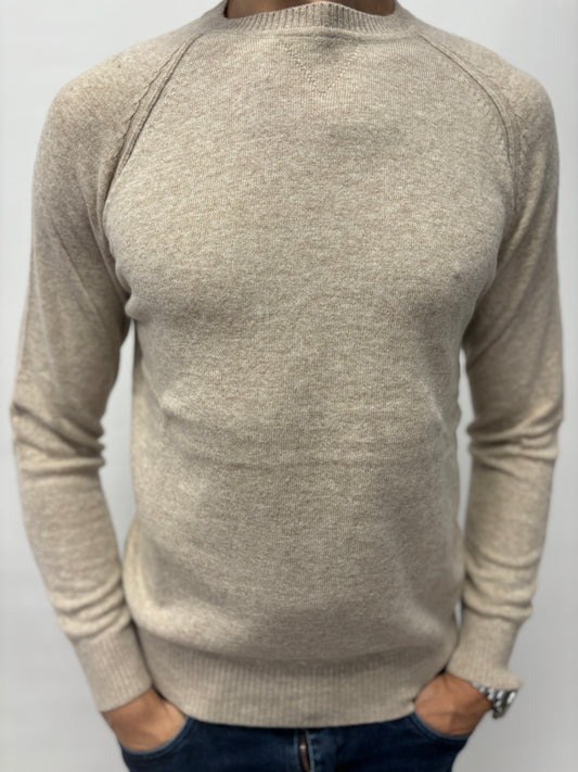 Loft88 maglia girocollo manica raglan misto cashmere e lana BEIGE