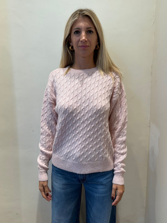 Kocca Maglia girocollo intrecci ROSA